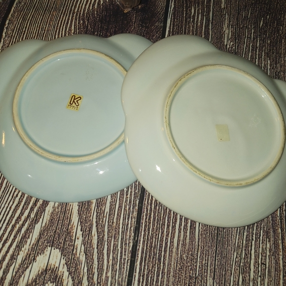 Two Vintage Knobler Japan Teddy Bear Head Plates Whimsical Blue White Polka Dots - Picture 6 of 7